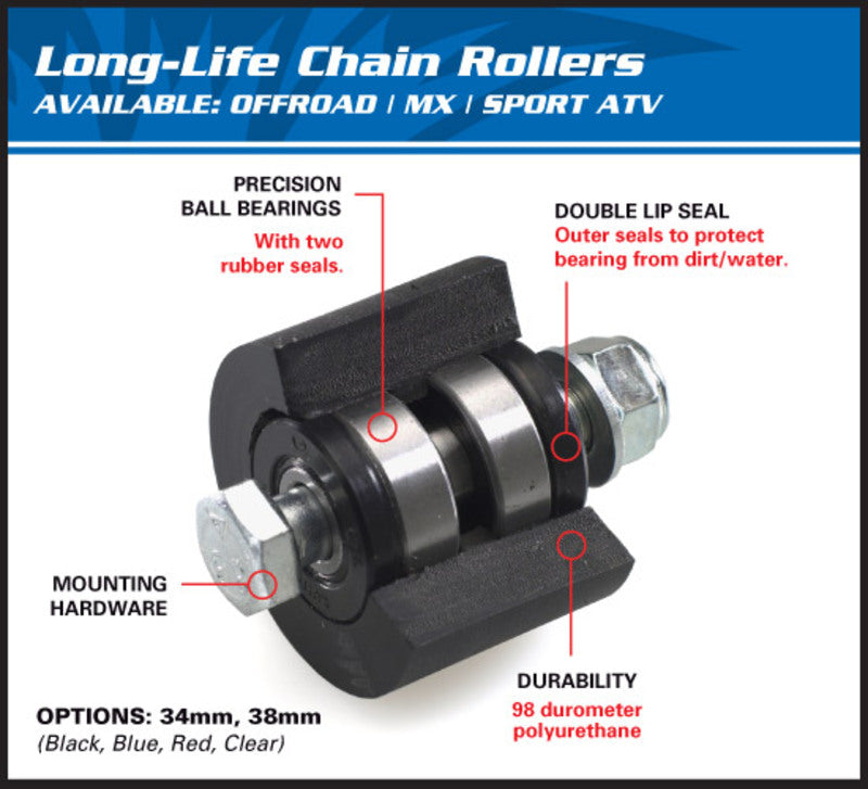 ALL BALLS Upper/Lower Chain Roller Black Suzuki LTR250R/500R / Honda CR250R/500R - Extra