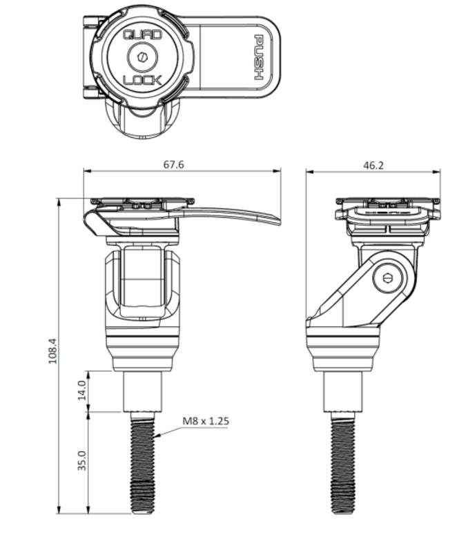 Suport Quad Lock® Motorcycle - Handlebar Clamp Bolt Mount PRO