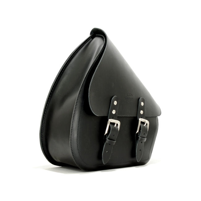 Longride, swingarm bag. Smooth, black leather. 11.6 liter