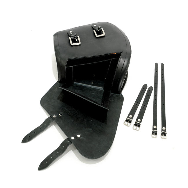 Longride, swingarm bag. Smooth, black leather. 11.6 liter