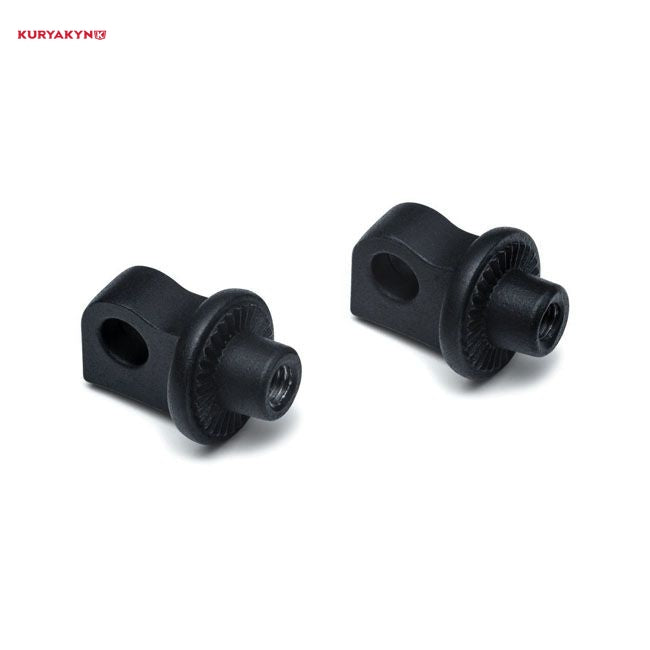 Kuryakyn, splined male mount peg adapters. adj. stop. Black