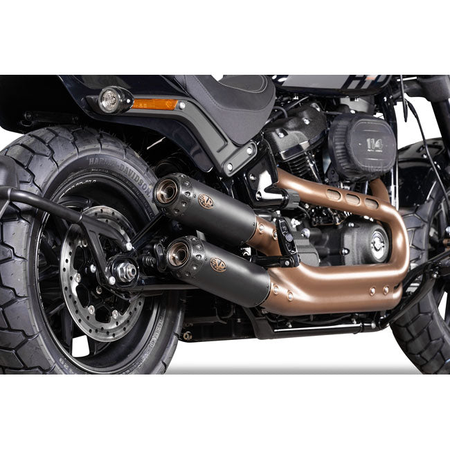 V Performance, ''Tracker'' slip-on muffler set Fat Bob. Black