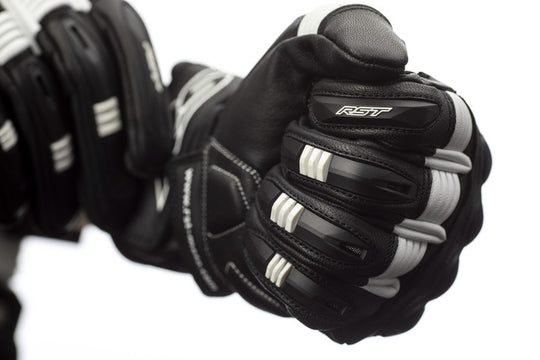 RST Pilot CE Gloves Leather - Black/White Size S - Main