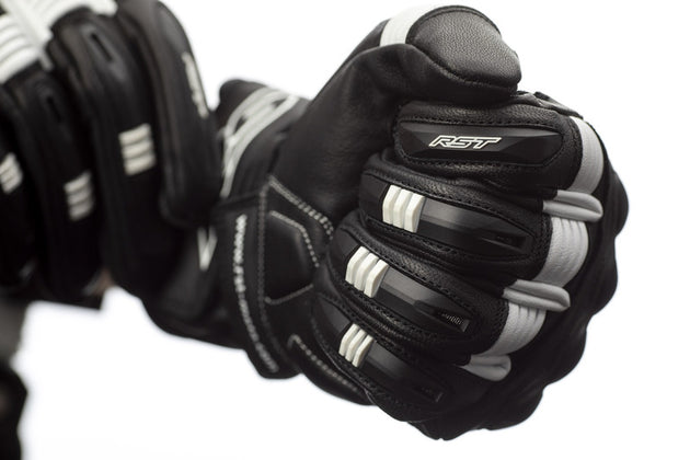 RST Pilot CE Gloves Leather - Black/White Size S - Main