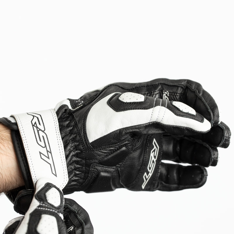 RST Ladies Stunt 3 CE Women Gloves Leather/Textile - White - Extra
