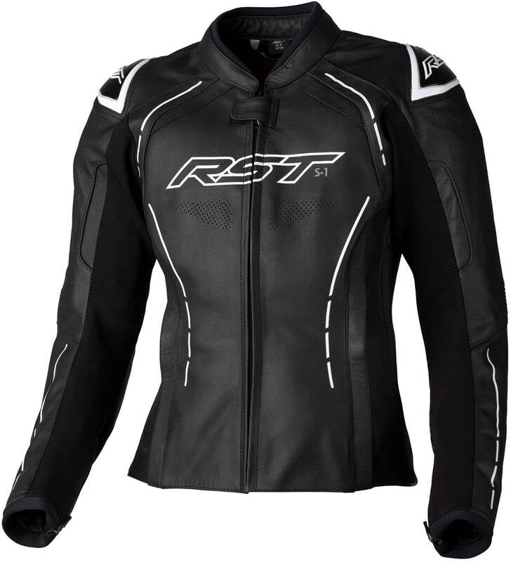 RST Ladies S1 CE Leather Jacket - Black/White Size XS - Main