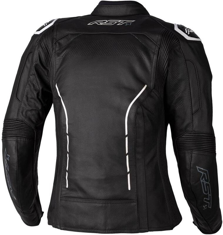 RST Ladies S1 CE Leather Jacket - Black/White Size XS - Extra