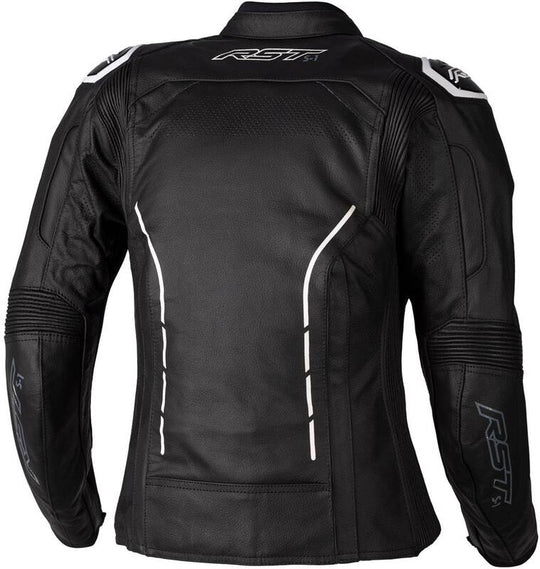 RST Ladies S1 CE Leather Jacket - Black/White Size XS - Extra