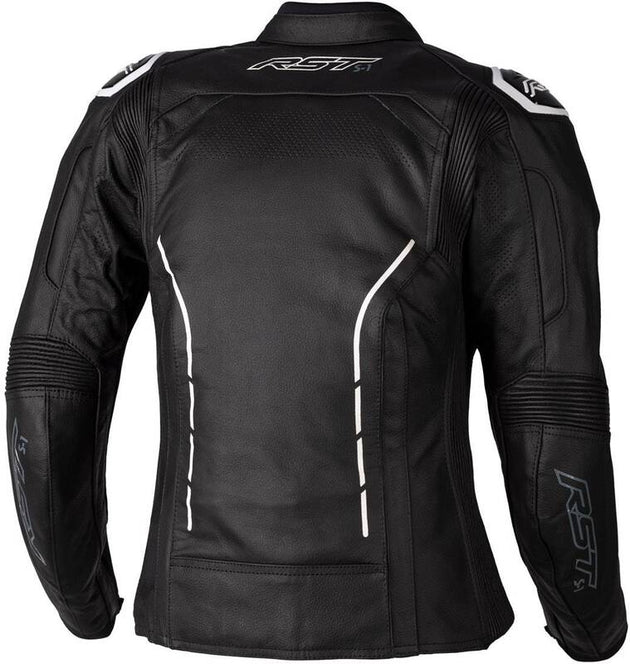 RST Ladies S1 CE Leather Jacket - Black/White Size XS - Extra