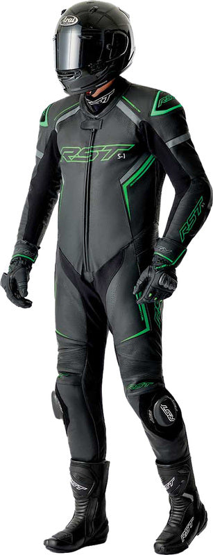 RST S1 D3O Leather Suit - Black/Flo Green - Extra