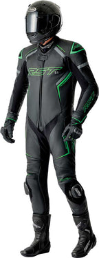 RST S1 D3O Leather Suit - Black/Flo Green - Extra