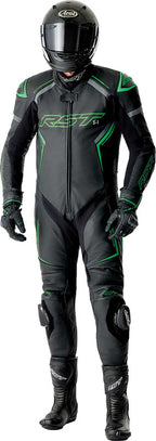 RST S1 D3O Leather Suit - Black/Flo Green - Extra