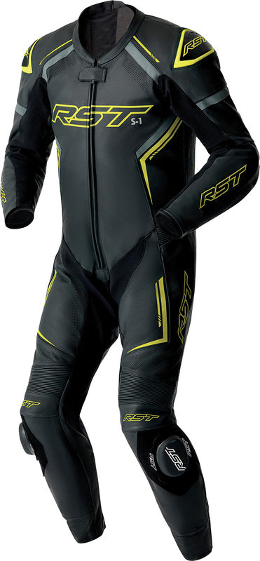RST S1 D3O Leather Suit - Black/Flo Yellow - Extra