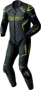 RST S1 D3O Leather Suit - Black/Flo Yellow - Extra