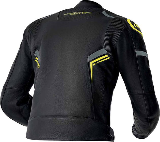 RST S1 D3O Leather Jacket - Black/Neon Yellow - Extra