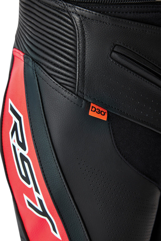 RST Tractech Evo D30 Leather Pants - Black/Flo Red - Extra