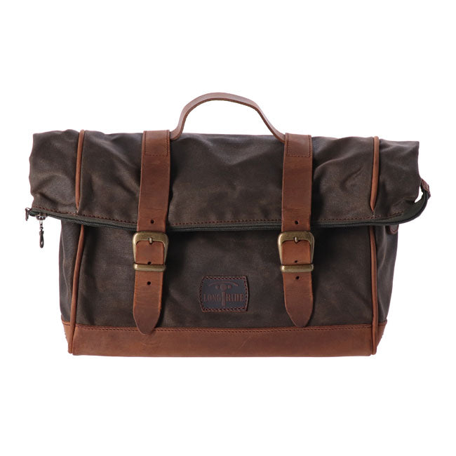 Longride, click-on Old Chopper saddlebag waxed cotton. Khaki