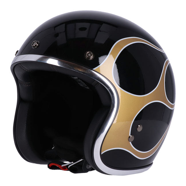 13 1/2 Skull bucket helmet flames gold
