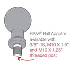 Adaptor cu bilă RAM® cu postament filetat M10-1.25