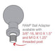 Adaptor cu bilă RAM® cu postament filetat M10-1.25