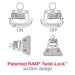 RAM® Quick-Grip™ 15W Waterproof Wireless Charging Suction Cup Mount