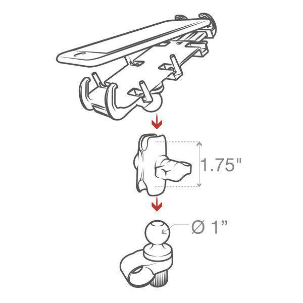Suport pentru telefon RAM® Quick-Grip™ cu bază pentru ghidon RAM® Tough-Strap™