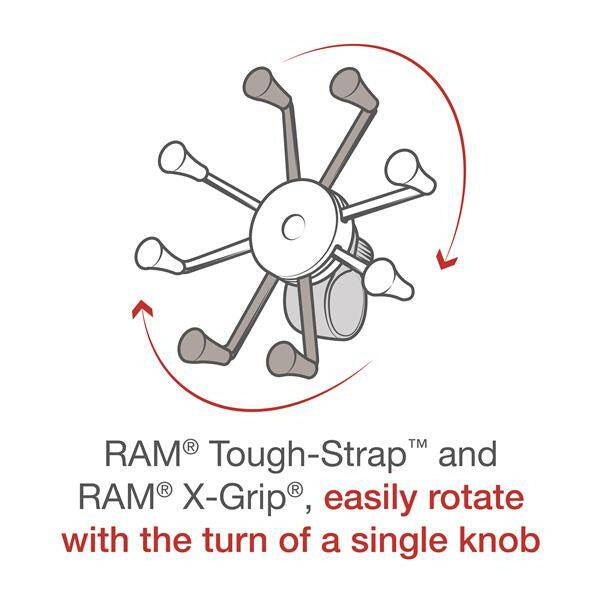 Suport pentru telefon RAM® X-Grip® cu bază pentru ghidon RAM® Tough-Strap™
