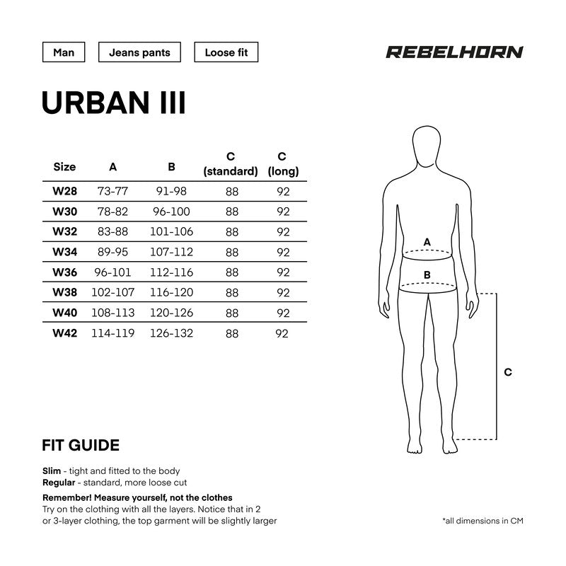 Blugi Moto | Rebelhorn Urban III - Negru Washed W30L34